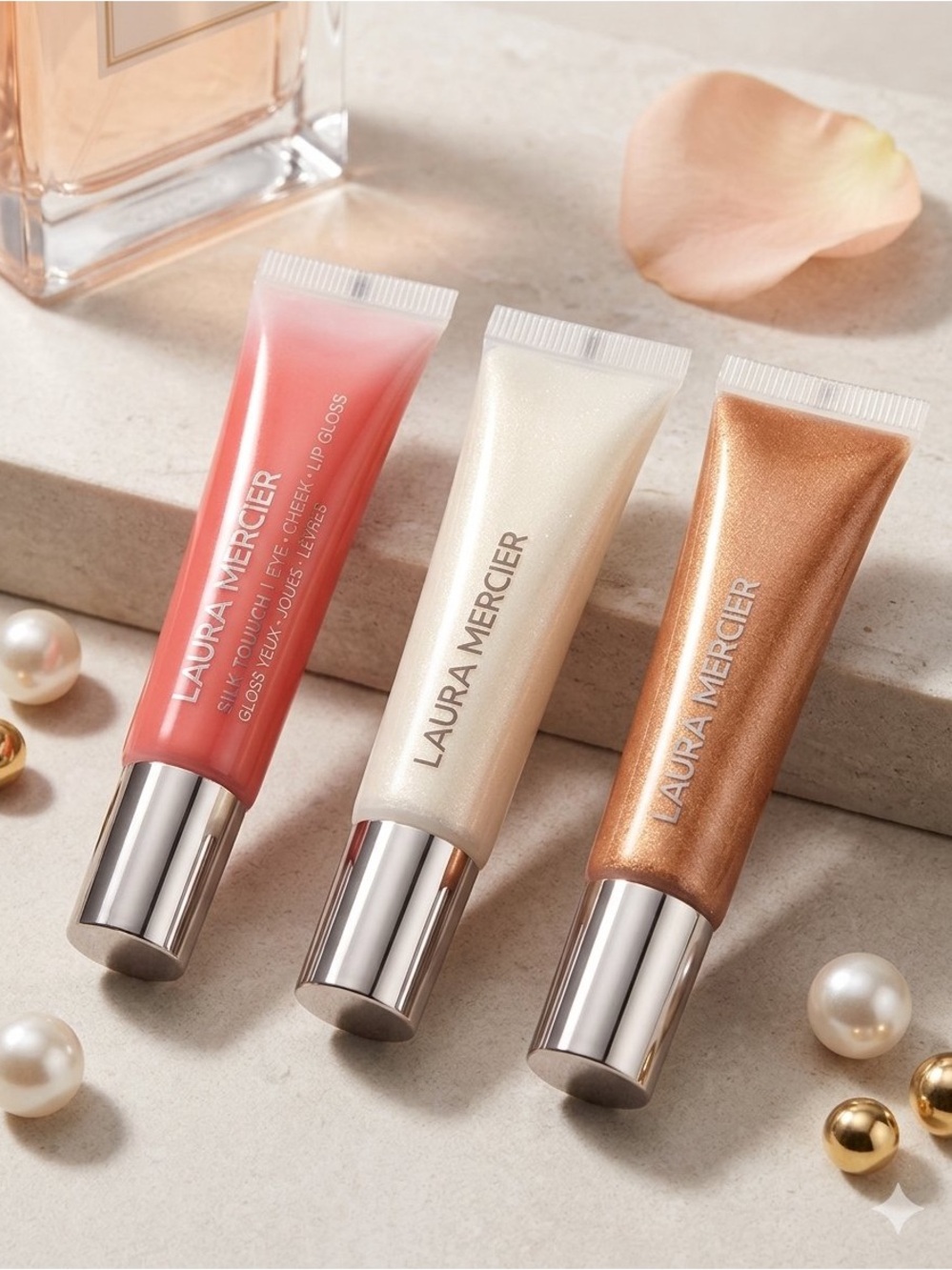 Laura Mercier Glacé Touch Eye Cheek Lip Gloss Trio Full Size